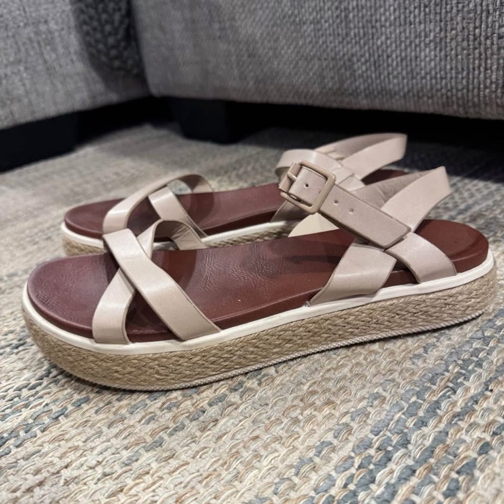 MIA Cream Platform Sandals with Espadrille Sole
